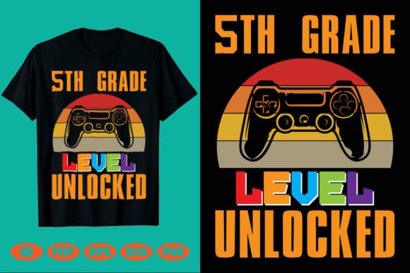 5th Grade Level Unlocked. Back to School Graphics & T-Shirt Designs