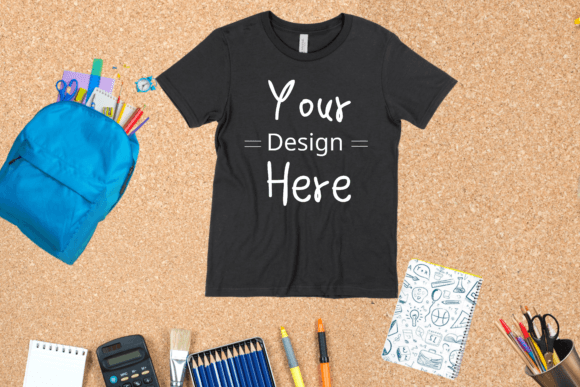 Back to School Black T-Shirt Mockup for Graphics & T-Shirts