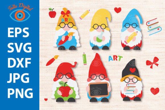Cut Back to School Gnomes Teacher Graphics for Crafts